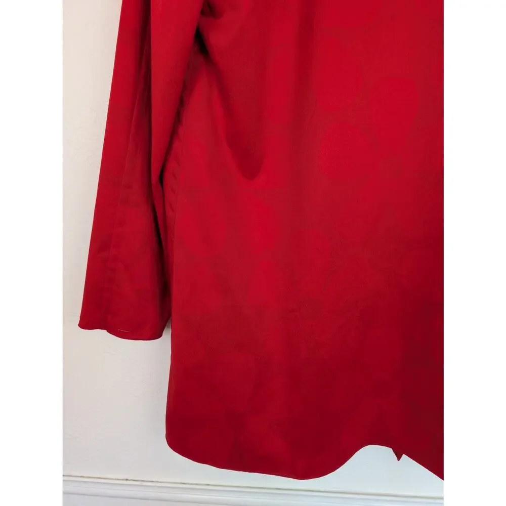 UBU Raincoat Reversible Pleated Floral Hooded Spring Fall Quirky Red Size S